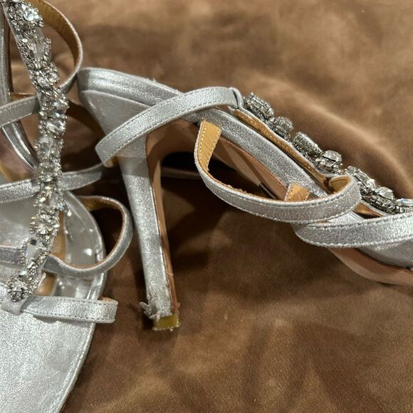 Badgley Mischka Silver Strappy Heels - Picture 5 of 8